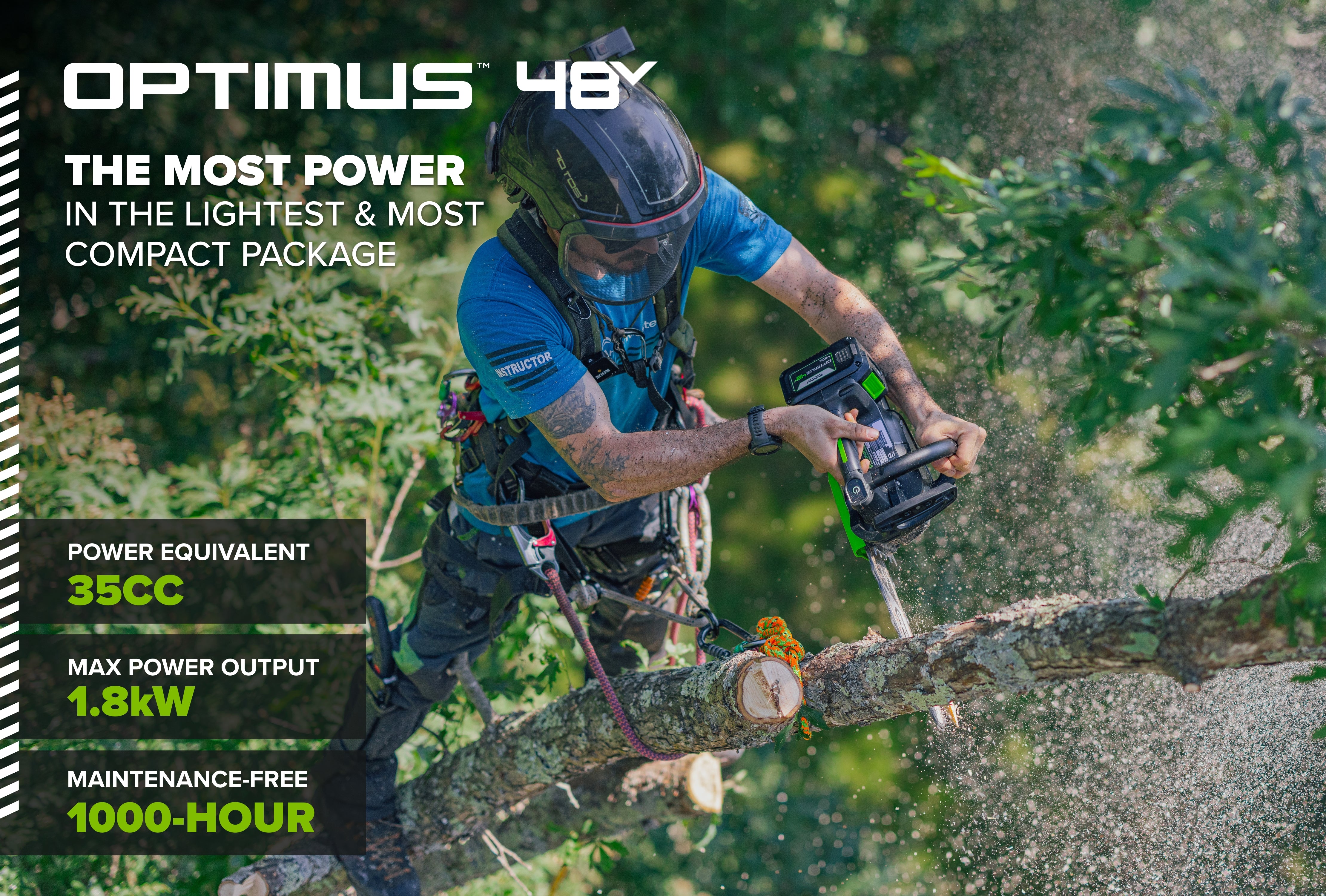 48V 10" Top-Handle Chainsaw Powerhead, 48V 4 Ah Battery, 5A Charger | OTS350-T4SC-10 - Image 2