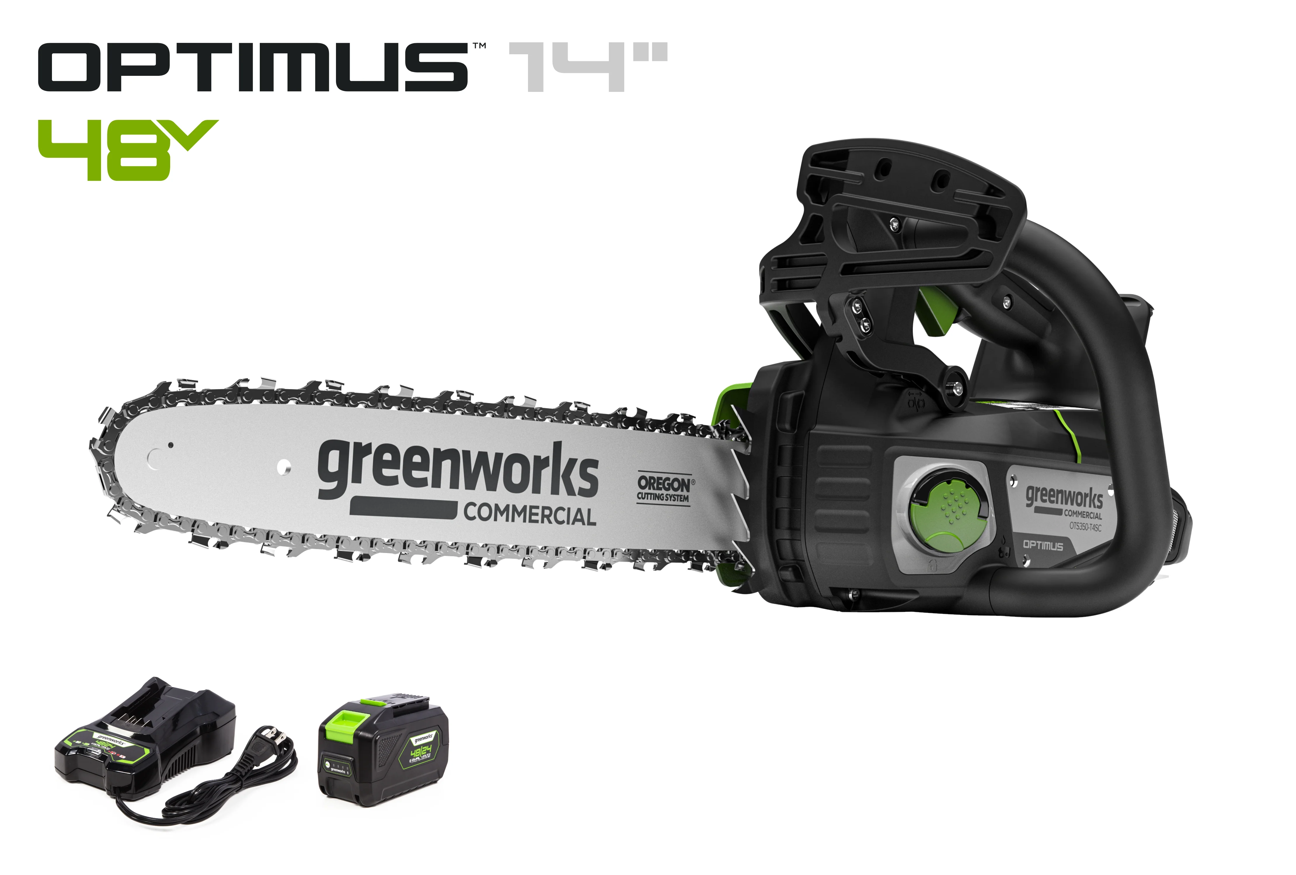 48V 14" Top-Handle Chainsaw Powerhead, 48V 4 Ah Battery, 5A Charger | OTS350-T4SC-14