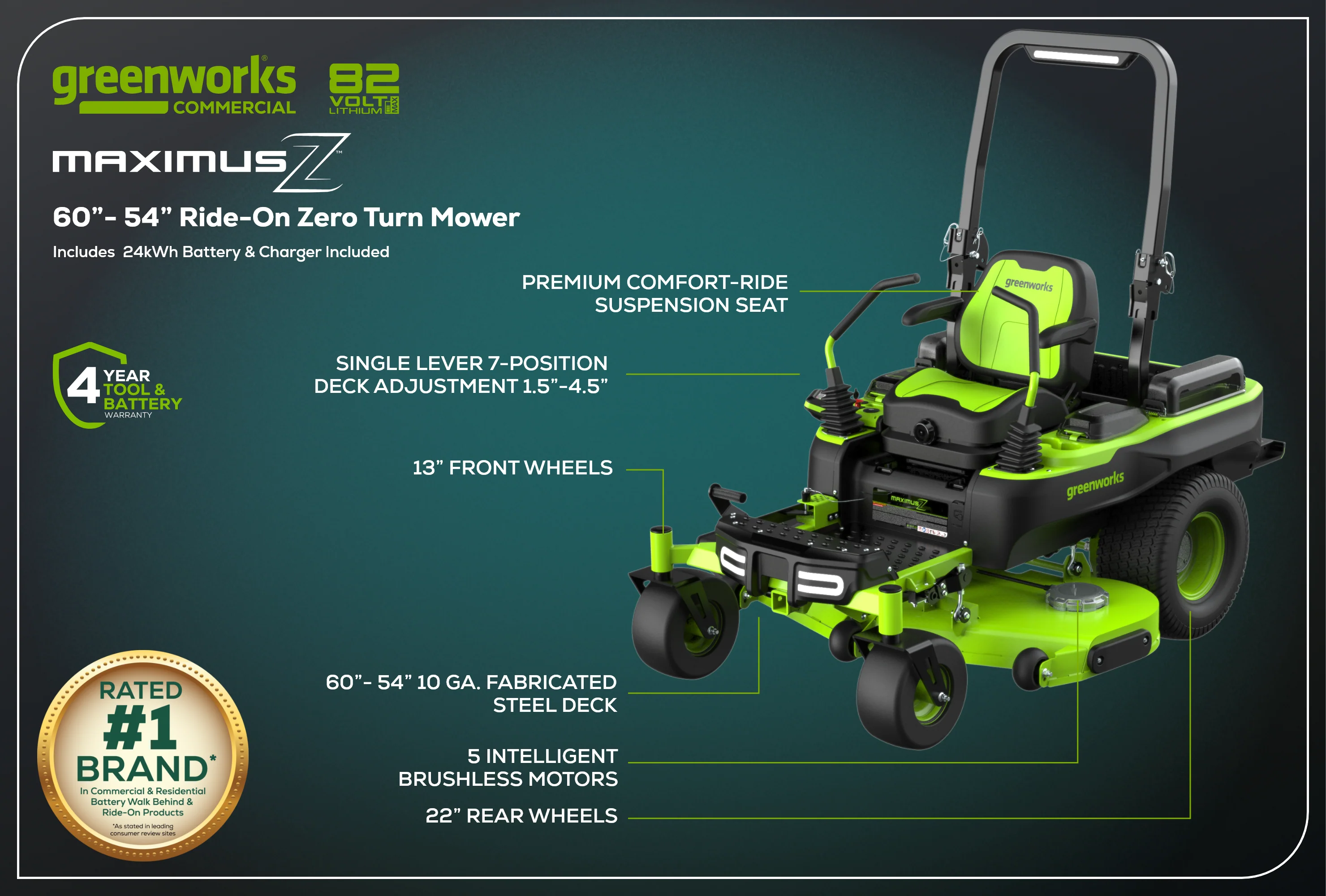 82V 54" Maximus Zero-Turn Mower | MZ548 - Image 17