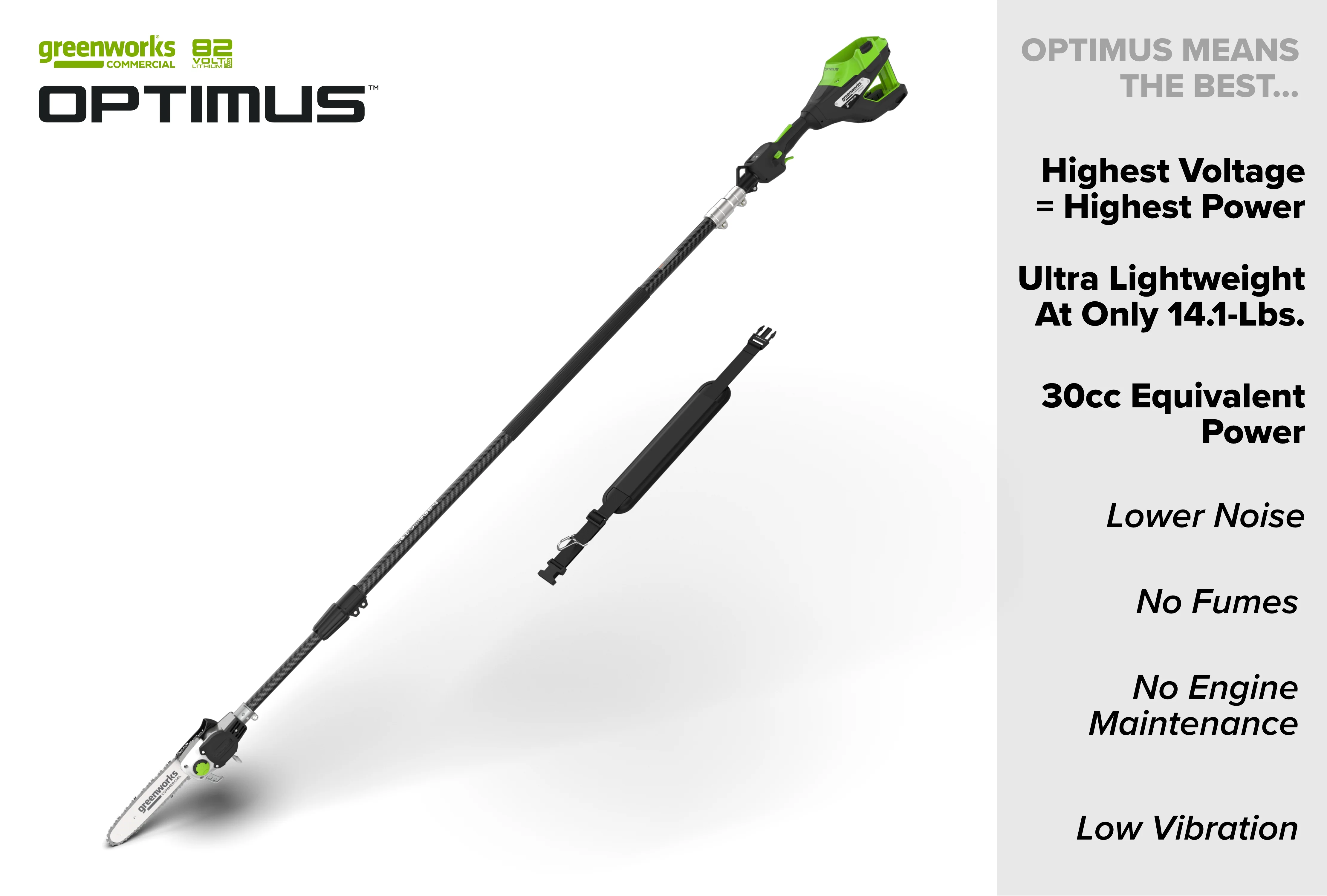 82V OPTIMUS 10" Polesaw with Carbon Fiber Shaft with CORE300 Battery and Charger | OPS300T-C3DP - Image 11