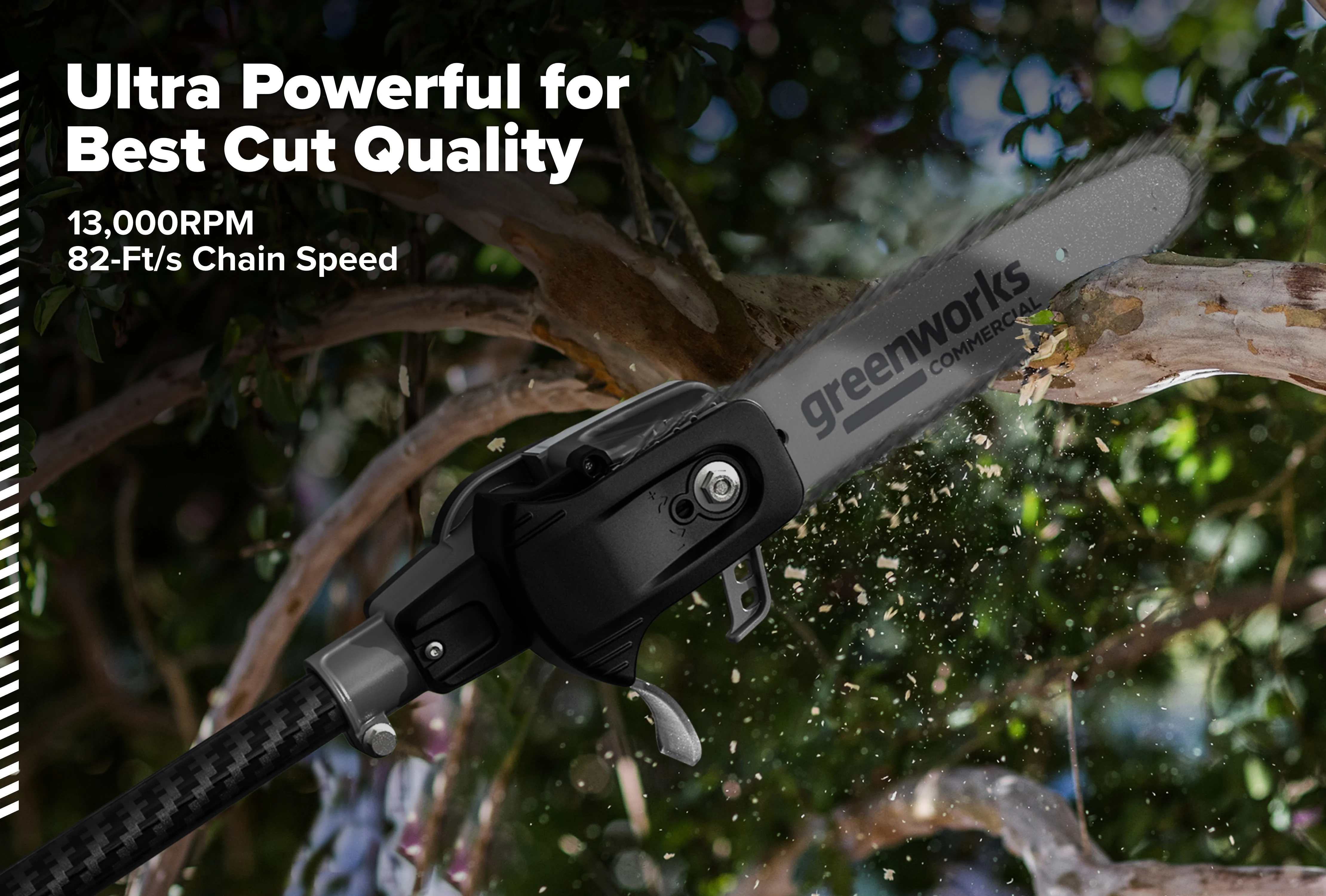 82V OPTIMUS 10" Polesaw with Carbon Fiber Shaft with CORE300 Battery and Charger | OPS300T-C3DP - Image 4