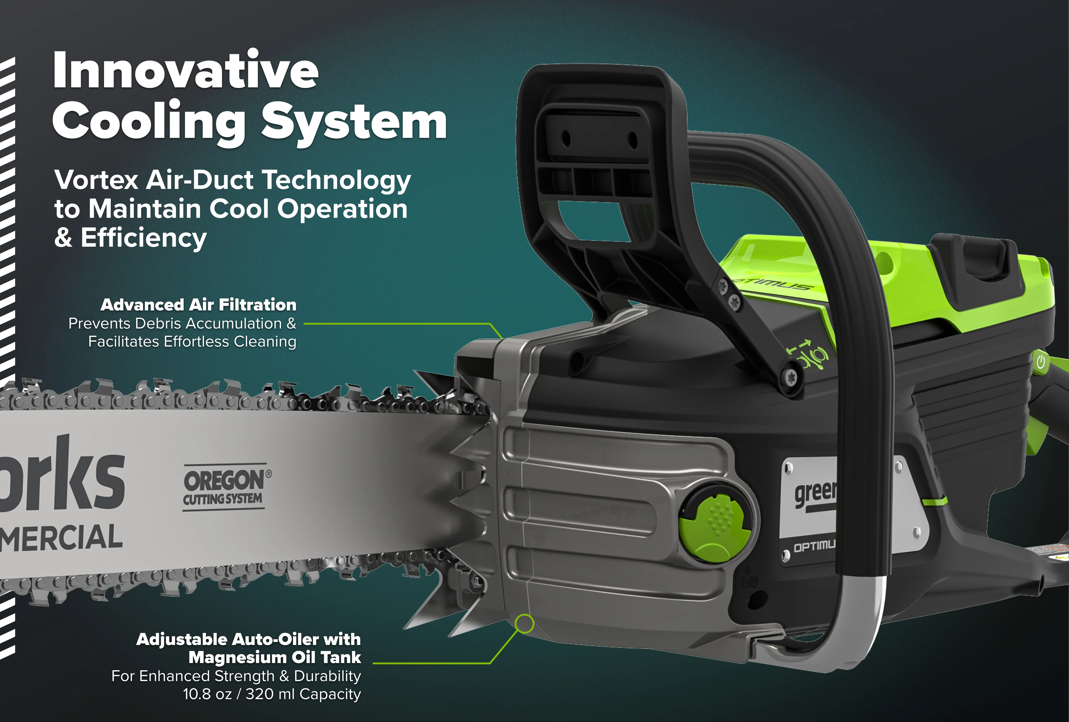 OPTIMUS 82V 3.6kw 18" Chainsaw Kit with CORE400 Battery & DP Charger | OCS600-C4DP-18 - Image 5