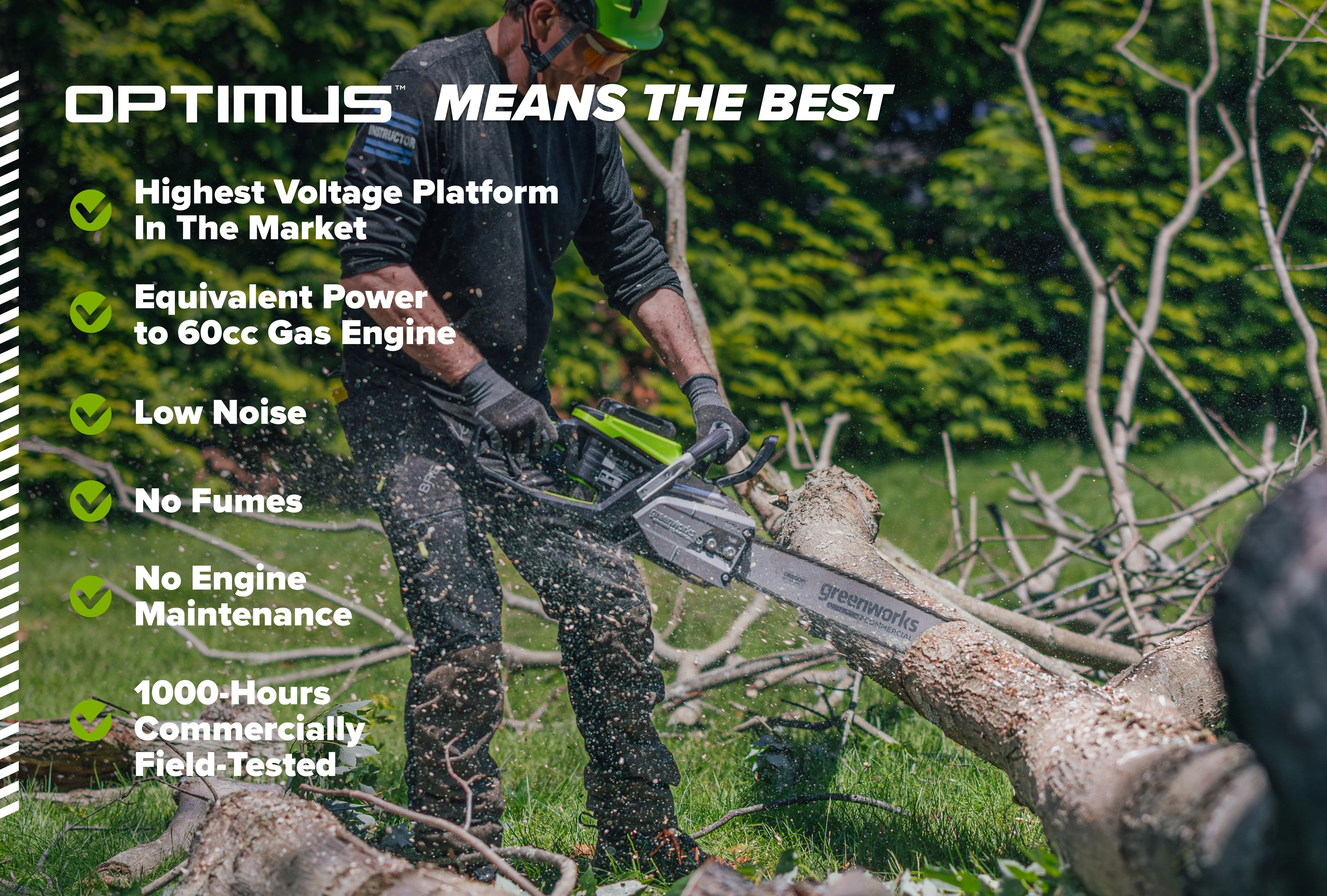 82V OPTIMUS 3.6kw 20" Chainsaw Kit with CORE400 Battery & DP Charger | OCS600-C4DP-20 - Image 9