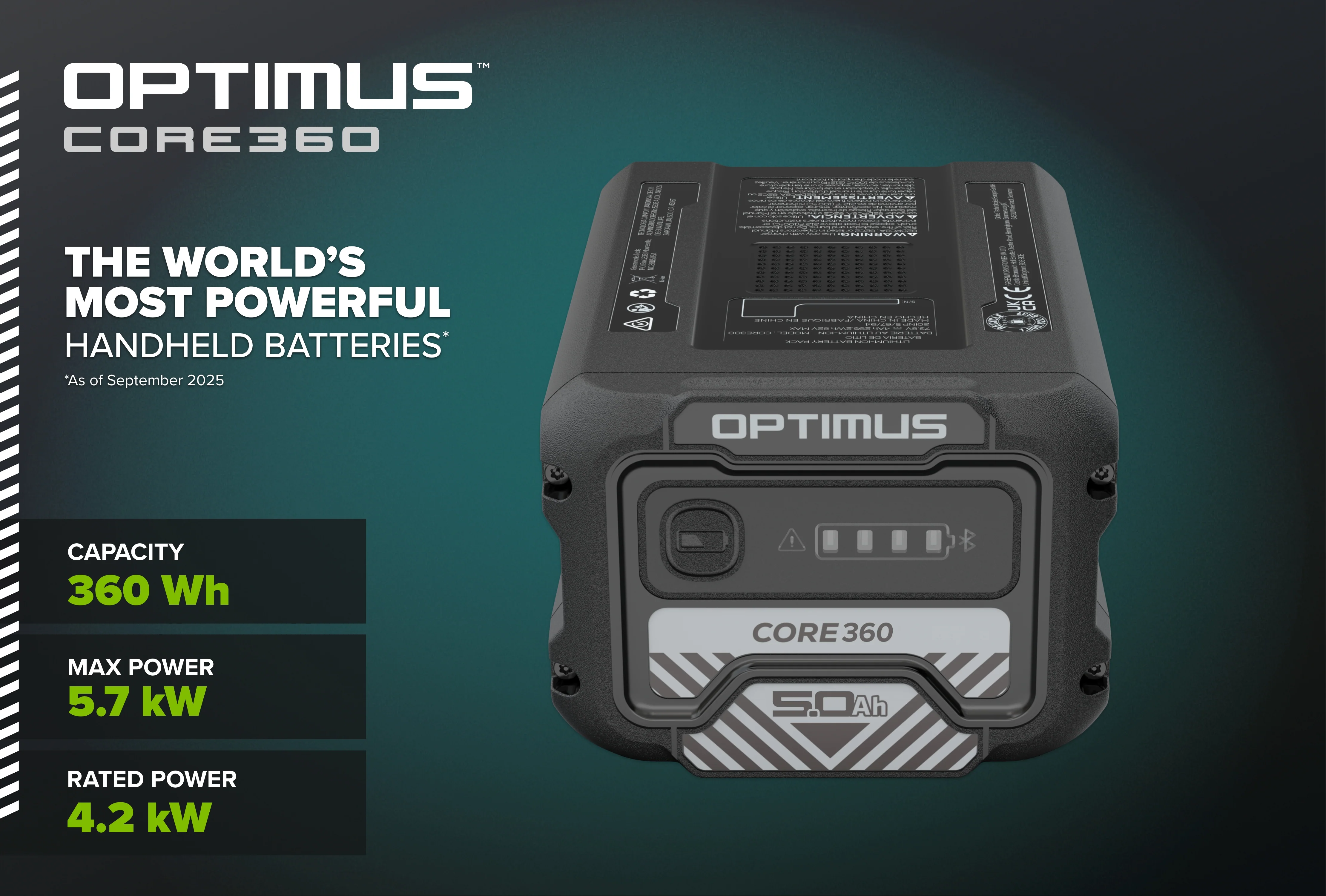 82V OPTIMUS 5.0 Ah CORE360 Battery | CORE360 - Image 2